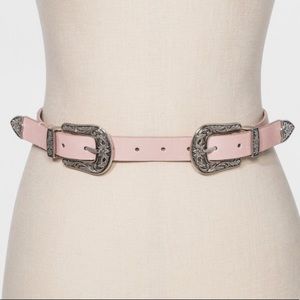 Wild Fable Pink Western Double Buckle Belt size small faux leather cowgirl